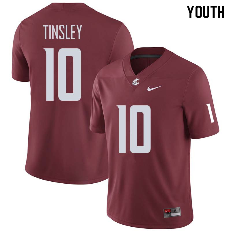 Youth #10 Trey Tinsley Washington State Cougars College Football Jerseys Sale-Crimson